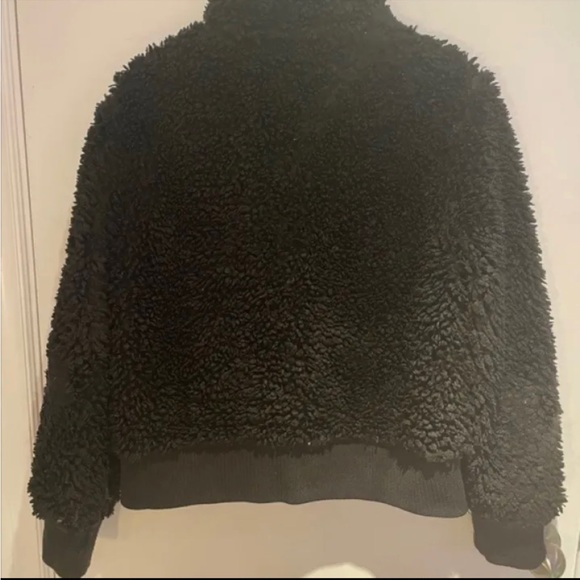 ZARA -Black Bomber Teddy Jacke - Picture 3 of 6